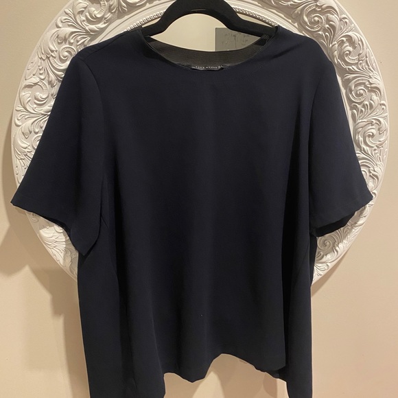 Zara navy blue workwear short sleeve top - Picture 2 of 3